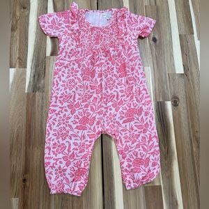 🩷❤️EGG New York Smocked Floral Pink Baby Romper - Size 6-12 M